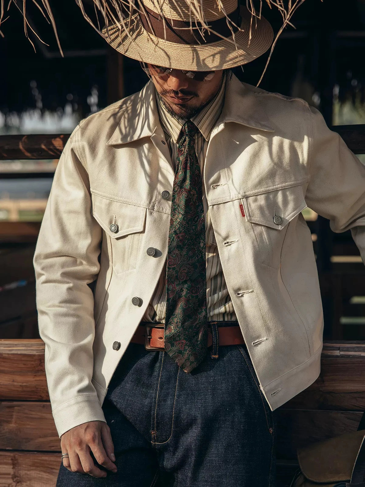 White Selvedge Denim Trucker Jacket