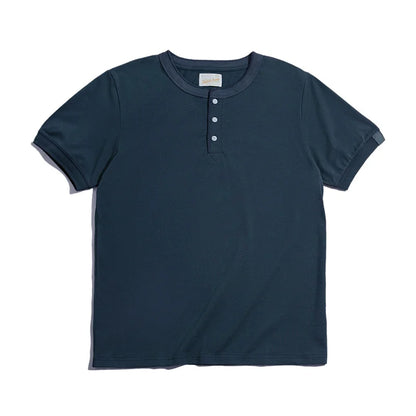 Maden Men's Vintage Heavyweight Henley Shirts Short Sleeve Casual Solid T-Shirt Basic Plain 100% Cotton Tee Shirts Summer Tops