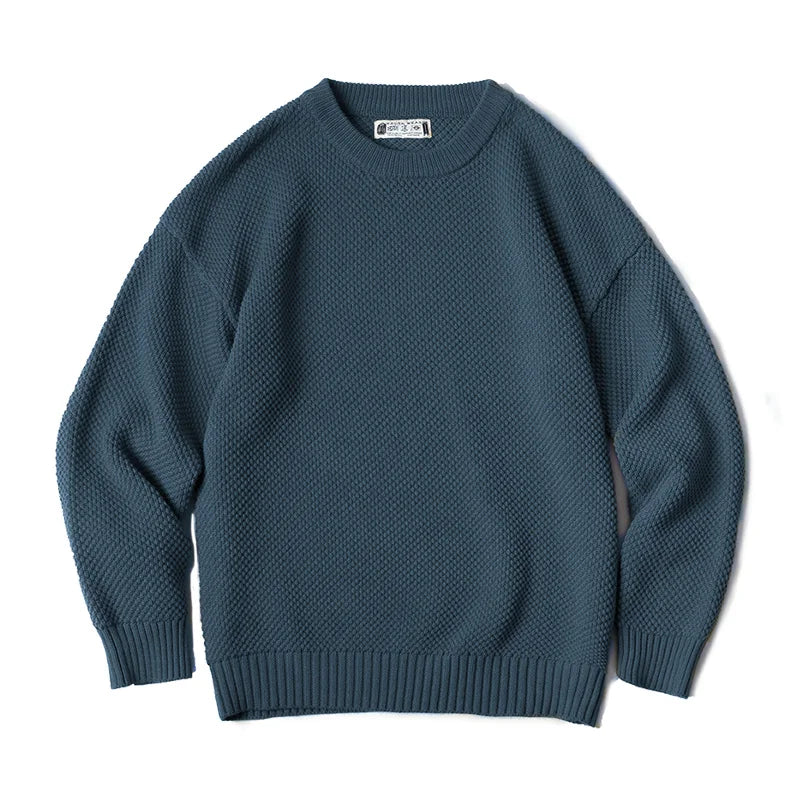 Vintage Gray Sweater, Chunky Knit Pullover, Round Neck