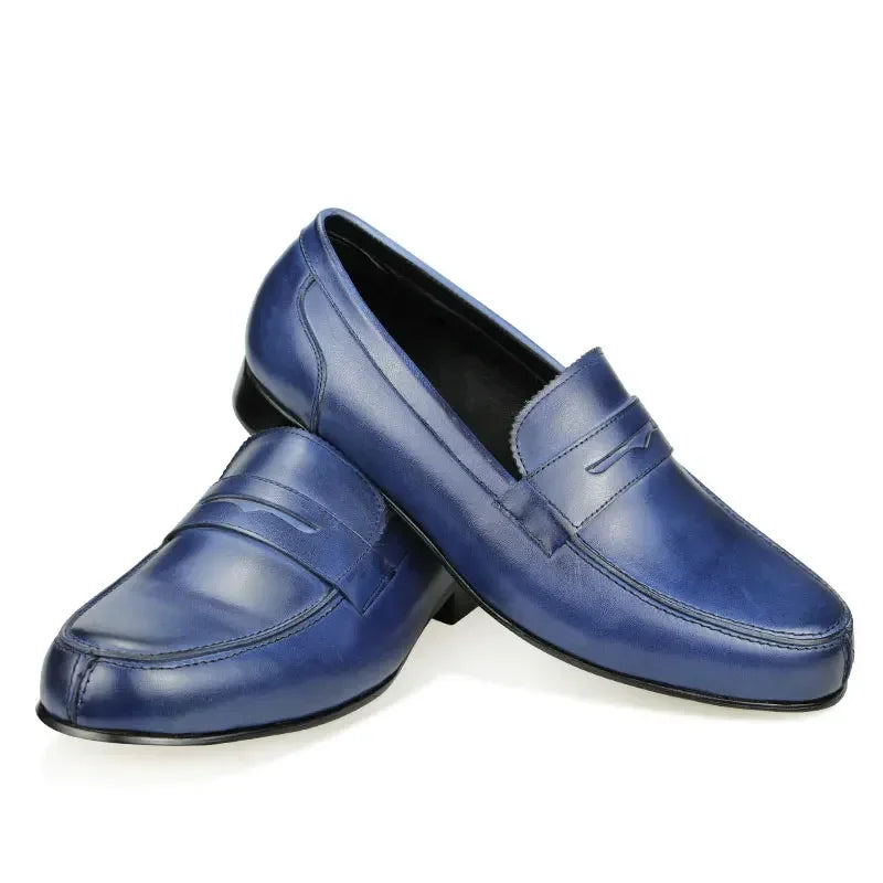 Driving Shoes Men's Loafer For Business Casual Daily Work Genuine Leather Elegant Finish Comfortable Handmade Blue Shoe New