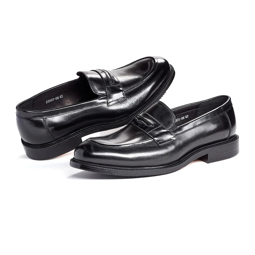 Men's Formal Leather Shoes British Style Oxford Loafers Round Toe Breathable Non-Slip Business Dress Wedding Office Casual Shoes
