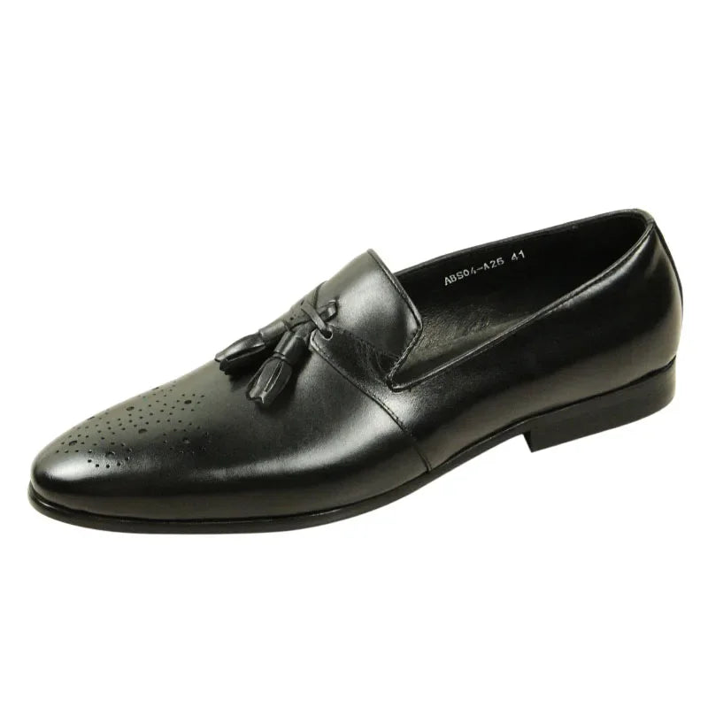 Men's Luxury Black Classic Fashion Loafers Shoes Brogue Special Design Low Heel Formal Wedding Dress Bussiness Walking Sapato