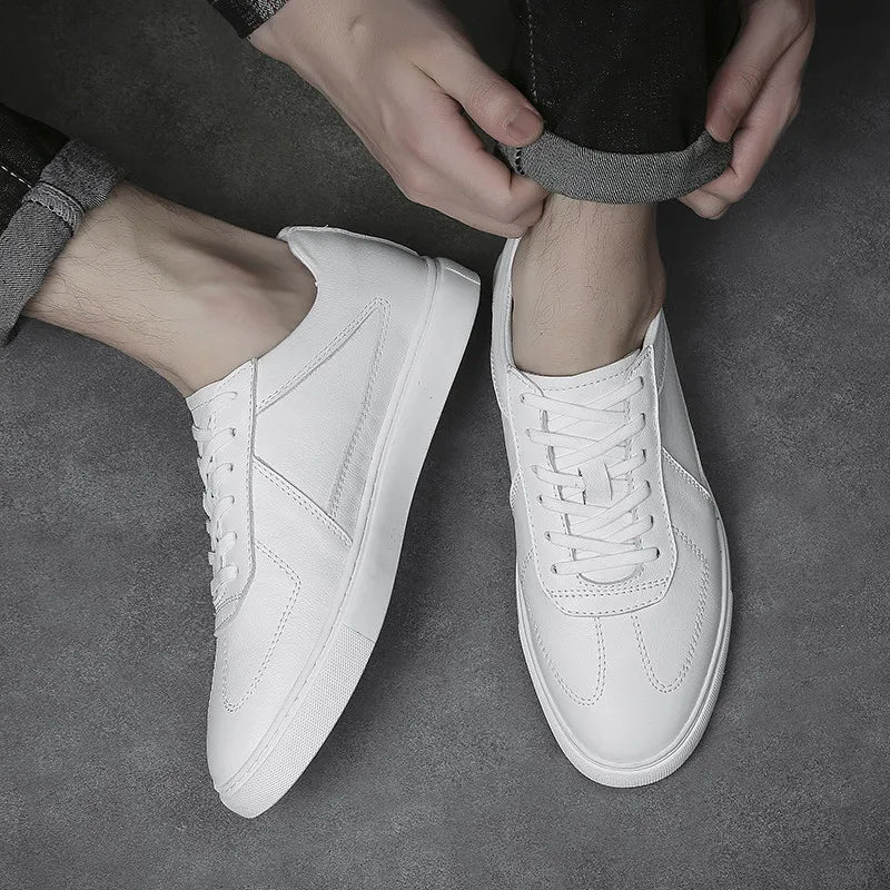 Men's Leather Casual Shoes, Vulcanized Footwear