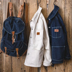 Maden Workwear French Vintage Square Neck White Denim Jacket Large Pocket Raglan Men's Top Early Autumn Coat