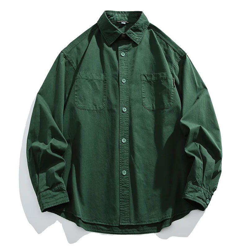 Japanese Streetwear High Quality Cargo Shirts For Men Vintage Casual Long Sleeve Spring Autumn Harajuku Thin Coat Mens Clothing