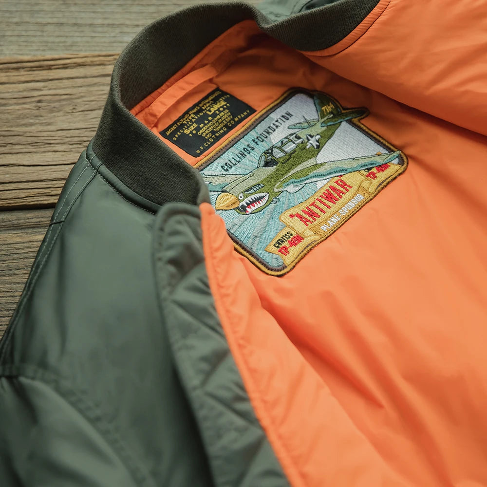 Maden MA1 Pilot Cotton Jacket Thickened Baseball Jacket Warm Padding Flight Coat Winter Brand Men's Clothing Green