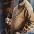 Maden Canvas Rancher Jackets with Collar Back Paris Button Khaki Denim Jacket for Men Vintage Heavyweight Pocket Fall Outerwear