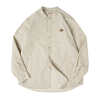 Maden Vintage Striped Long Sleeve Shirts Korea Styel Men's Loose Cotton Baseball Shirt Uncle Fu Male Clothes Plus Size Blouses