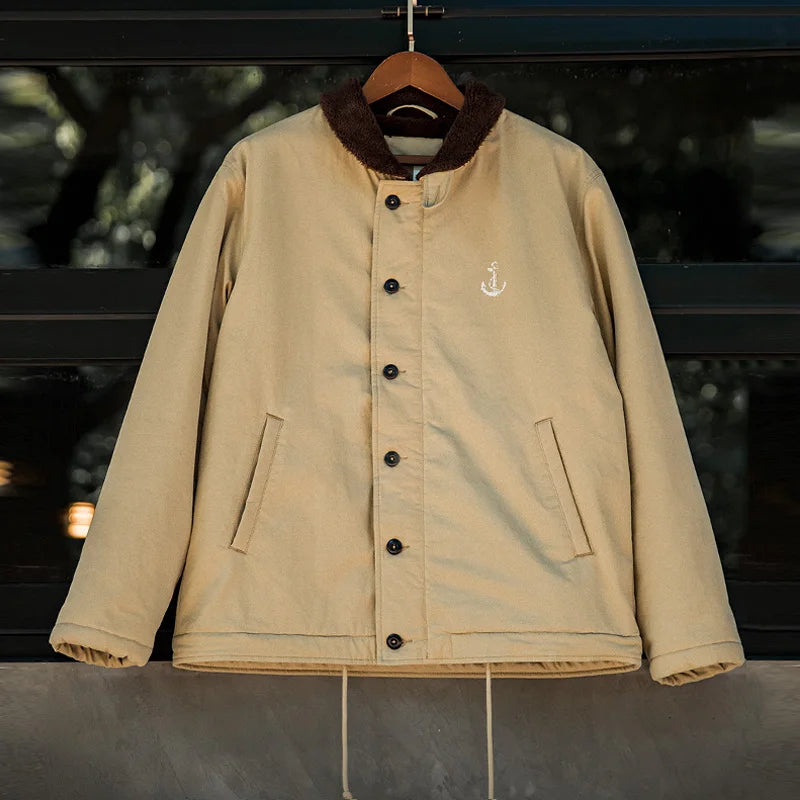 Maden Vintage N1 Deck Jackets for Men Autumn and Winter Windbreak Cardigan Coats Casual Padding Jacket Warm Thickened Parkas