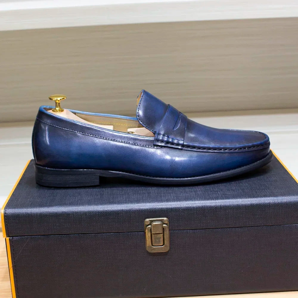 Luxury Genuine Leather Men's Penny Loafers Casual Office Business Dress Shoes Fashion Party Wedding Formal Male Footwear