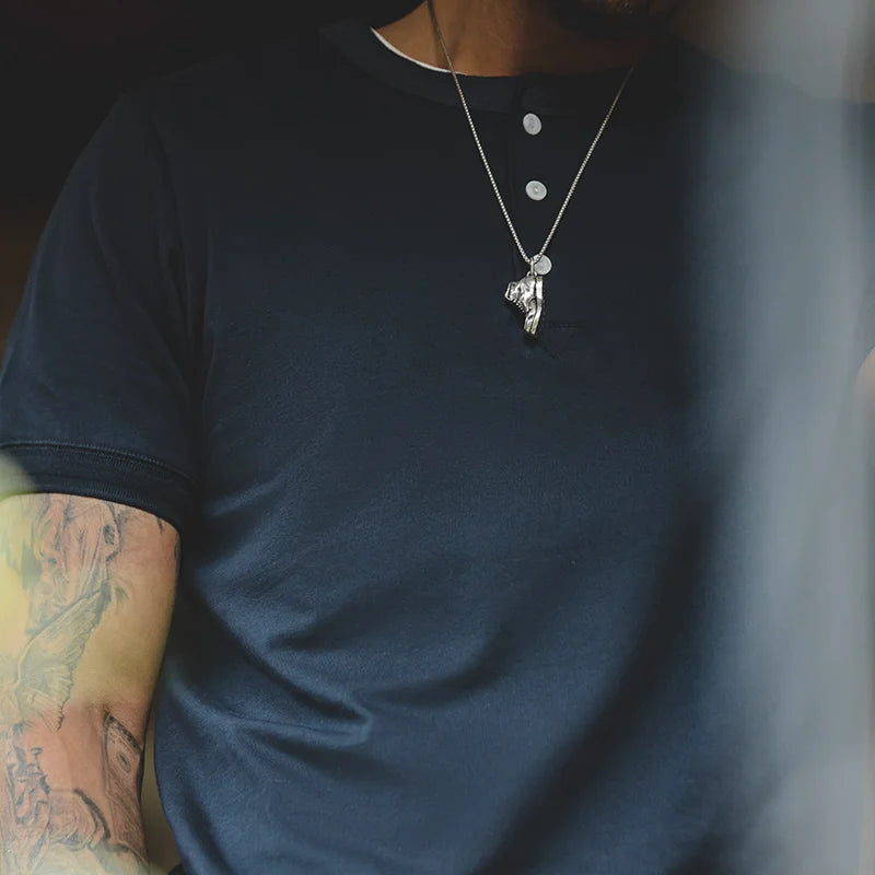 Maden Men's Vintage Heavyweight Henley Shirts Short Sleeve Casual Solid T-Shirt Basic Plain 100% Cotton Tee Shirts Summer Tops