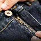 Maden Vintage 11.5oz Denim Washed Straight Jeans for Men Casual YKK Zipper Pants with Pockets Ethnic Design Plus Size Trousers