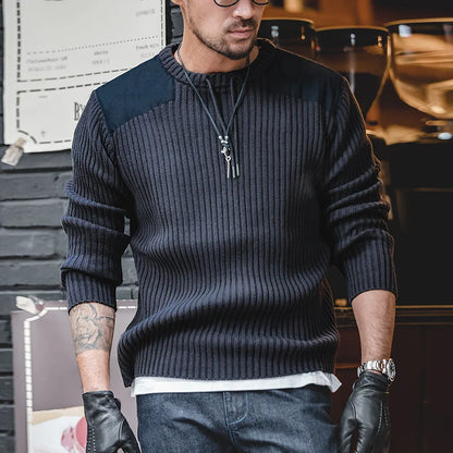 Slim Tactical Knit Sweater with Vertical Stripes