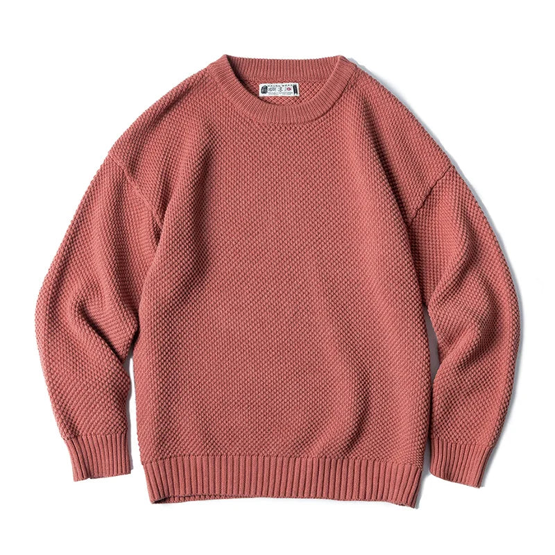 Vintage Gray Sweater, Chunky Knit Pullover, Round Neck