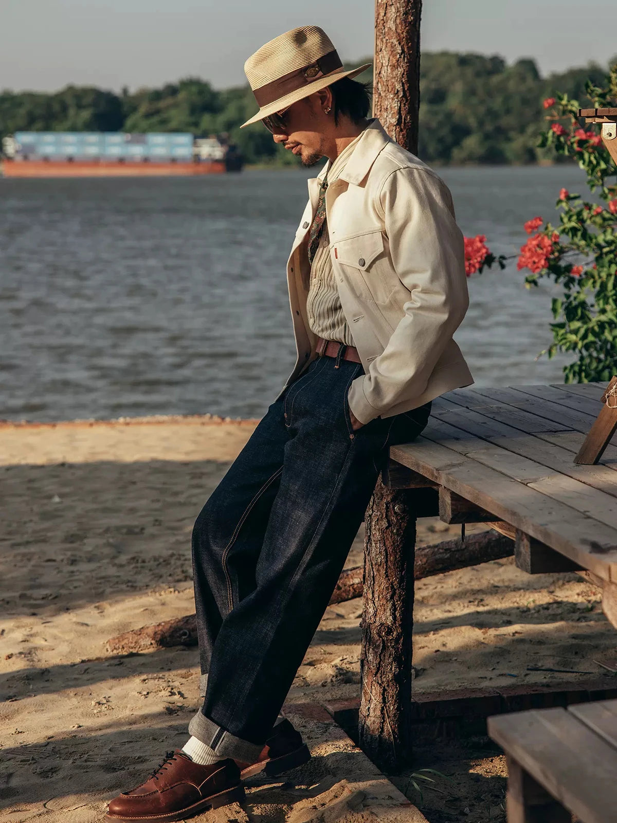 White Selvedge Denim Trucker Jacket