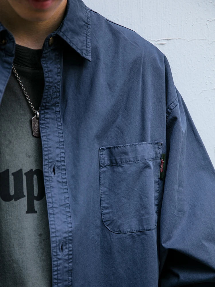 Japanese Streetwear High Quality Cargo Shirts For Men Vintage Casual Long Sleeve Spring Autumn Harajuku Thin Coat Mens Clothing