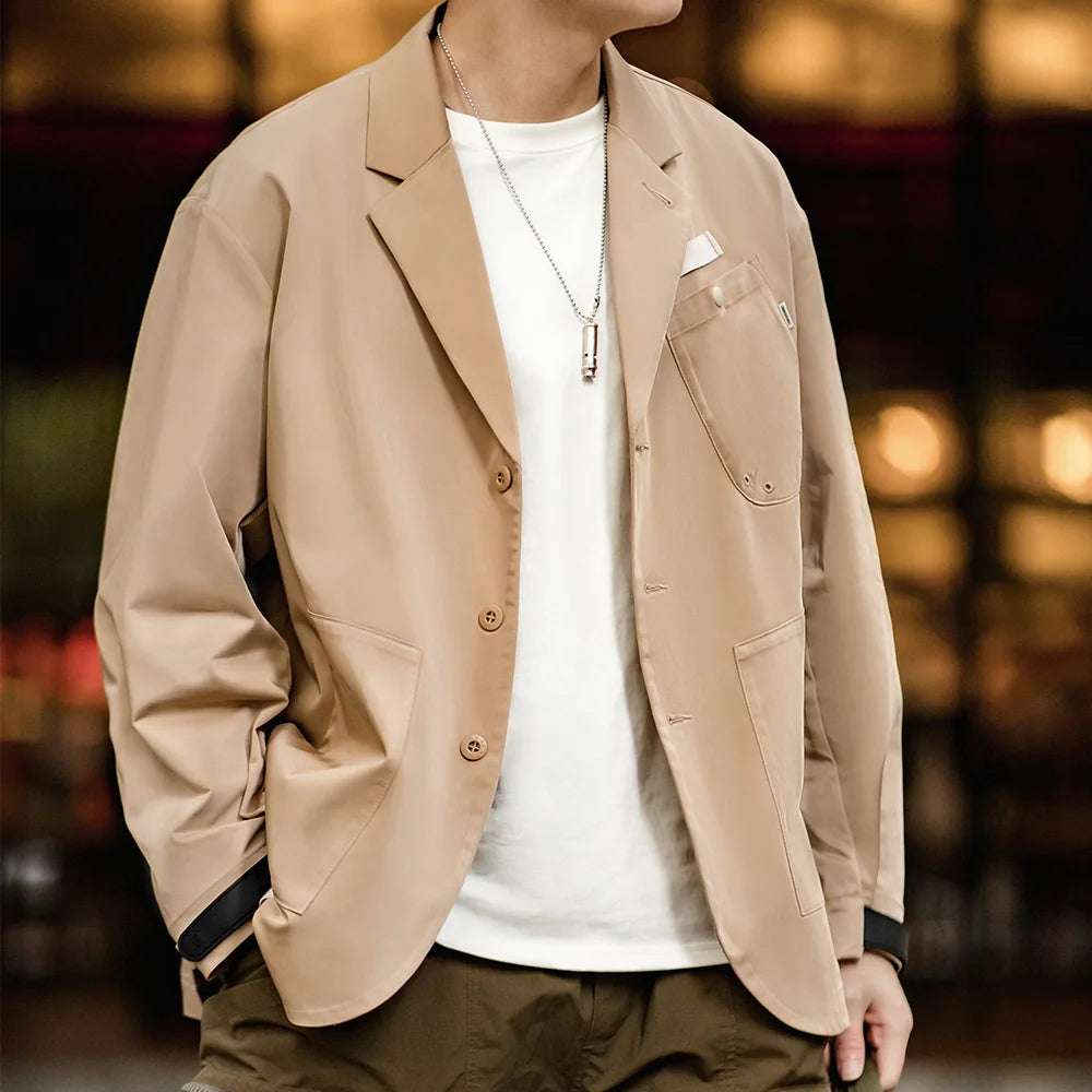 Maden American Vintage Heavyweight Cotton Lapel Jackets for Men Amekaji Multi-pocket Outerwears Male Short Parkas Windbreak Coat