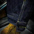 16 oz unstarched Black wood dyed red earthen denim jacket Heavy weight work shirt for fall and winter