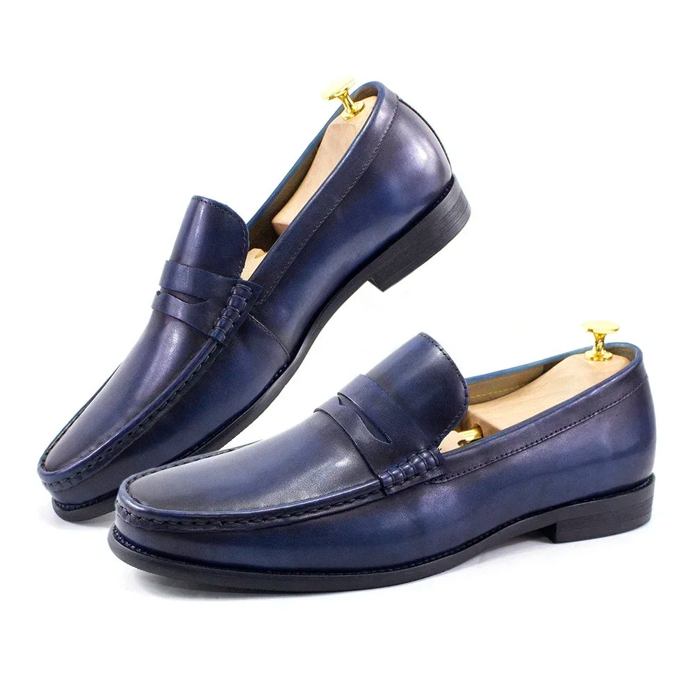 Luxury Genuine Leather Men's Penny Loafers Casual Office Business Dress Shoes Fashion Party Wedding Formal Male Footwear