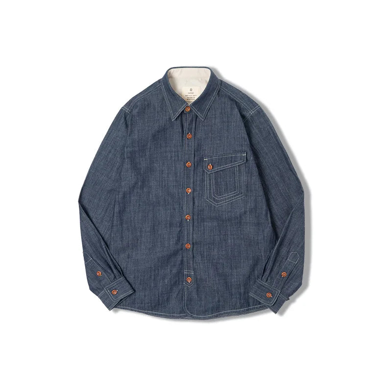 Maden Retro Slim Long Sleeve Denim Shirts