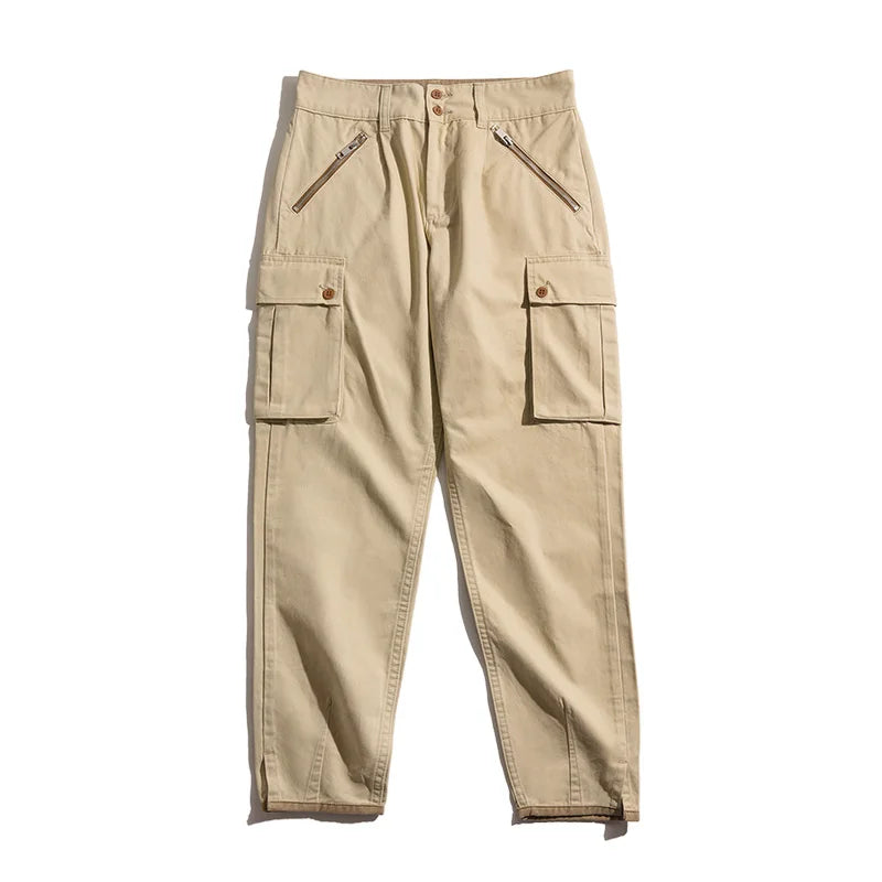 Maden American Vintage Khaki Mountain Pants Washed Mid Waist Straight Leg Casual Pants Men's Trendy Long