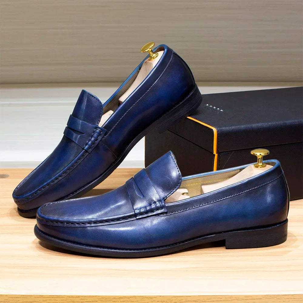Luxury Genuine Leather Men's Penny Loafers Casual Office Business Dress Shoes Fashion Party Wedding Formal Male Footwear