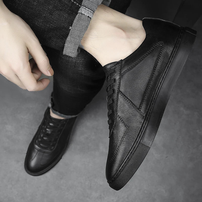 Men's Leather Casual Shoes, Vulcanized Footwear