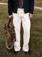 Red Tornado 55501 White Relaxed Straight Men's Jeans Rugged Style 14oz Selvedge Denim Pants