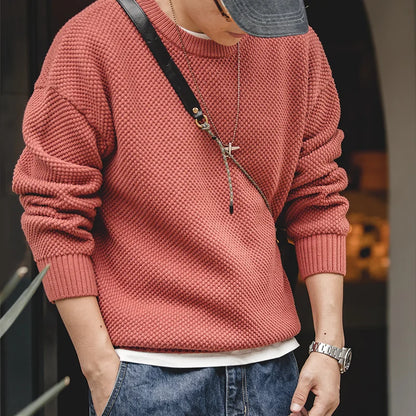 Vintage Gray Sweater, Chunky Knit Pullover, Round Neck