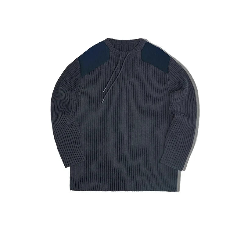 Slim Tactical Knit Sweater with Vertical Stripes