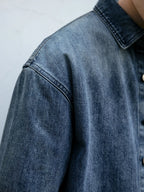 American Streetwear Wash Denim Shirts For Men Harajuku Casual Men'S Clothing Vintage Blue Lapel Cargo Coat Korean Long Sleeve