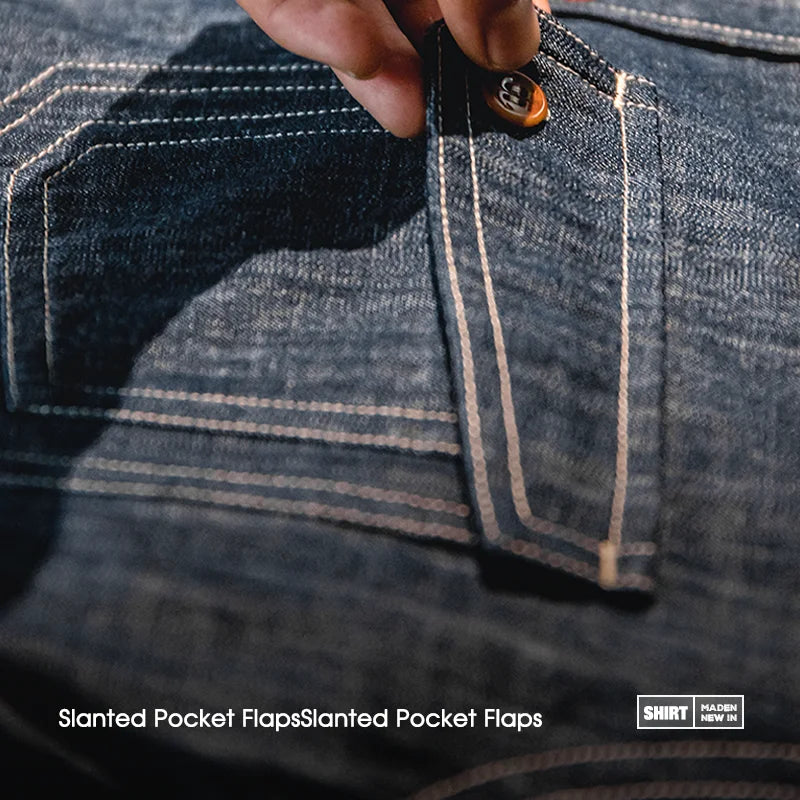 Maden Retro Slim Long Sleeve Denim Shirts