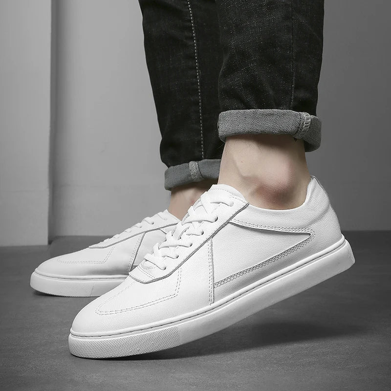 Men's Leather Casual Shoes, Vulcanized Footwear