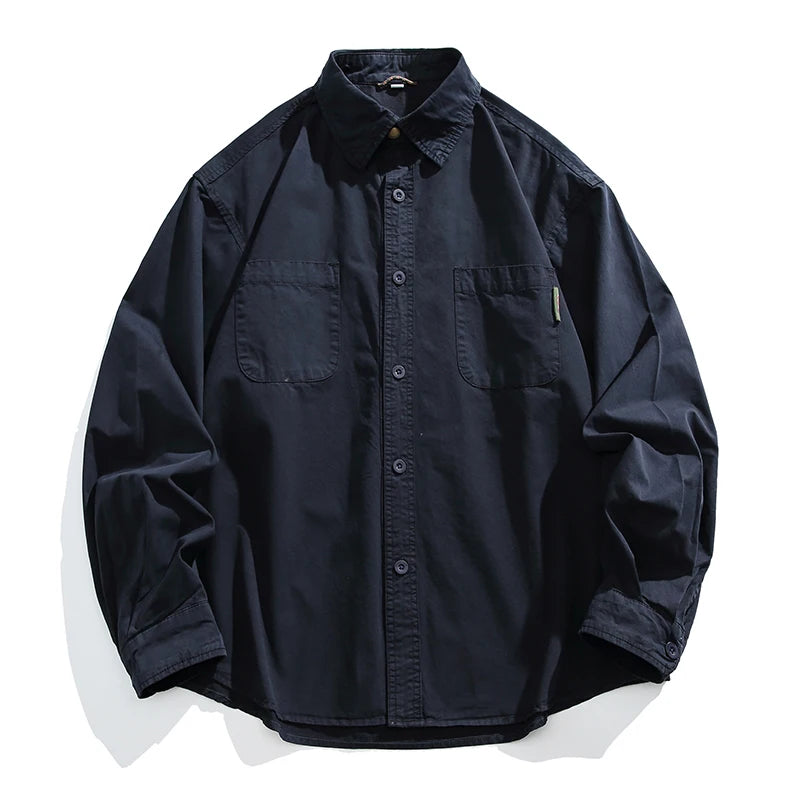 Japanese Streetwear High Quality Cargo Shirts For Men Vintage Casual Long Sleeve Spring Autumn Harajuku Thin Coat Mens Clothing