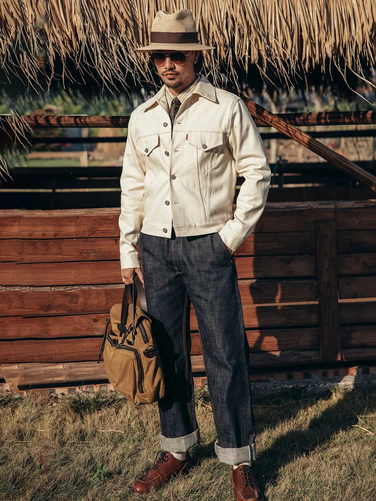 White Selvedge Denim Trucker Jacket
