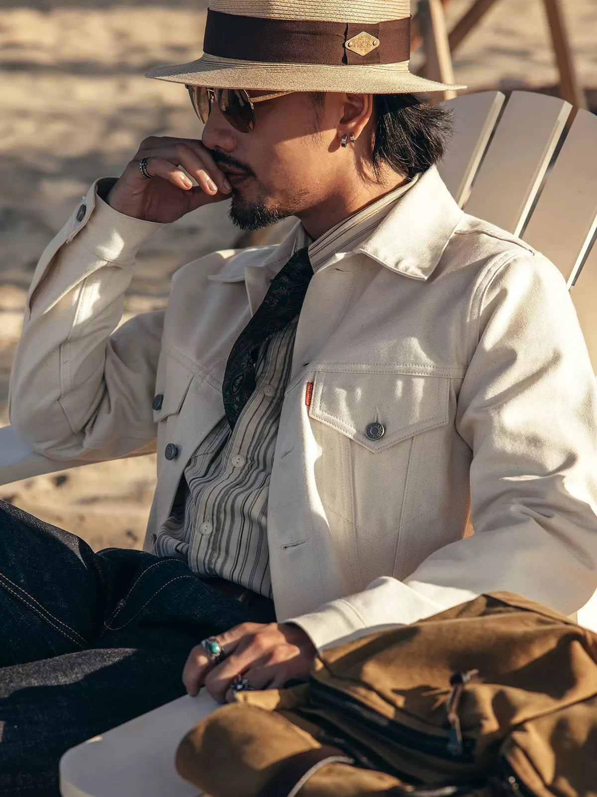 White Selvedge Denim Trucker Jacket