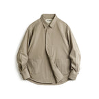 Maden Casual Herringbone Double-breasted Long-sleeved Shirt Solid Color Versatile Commuter Lapel Shirt for Men's Autumn Tops