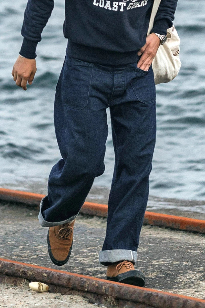 Bronson Naval 1917 1st Fatigue Dungaree Trousers 10.5oz Selvage Denim Jean Deck Pant