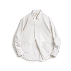 Maden Casual Herringbone Double-breasted Long-sleeved Shirt Solid Color Versatile Commuter Lapel Shirt for Men's Autumn Tops