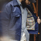 Maden New Vintage Navy Blue Embroidered Letter Jacket Lapel Zipper Casual Outerwear for Men's Autumn and Winter Versatile Coat