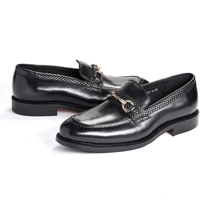 Handmade Men's Casual Leather Shoes New Style Slip-On Low Heel Business Fashion Cowhide First Layer Comfortable Men's Footwear