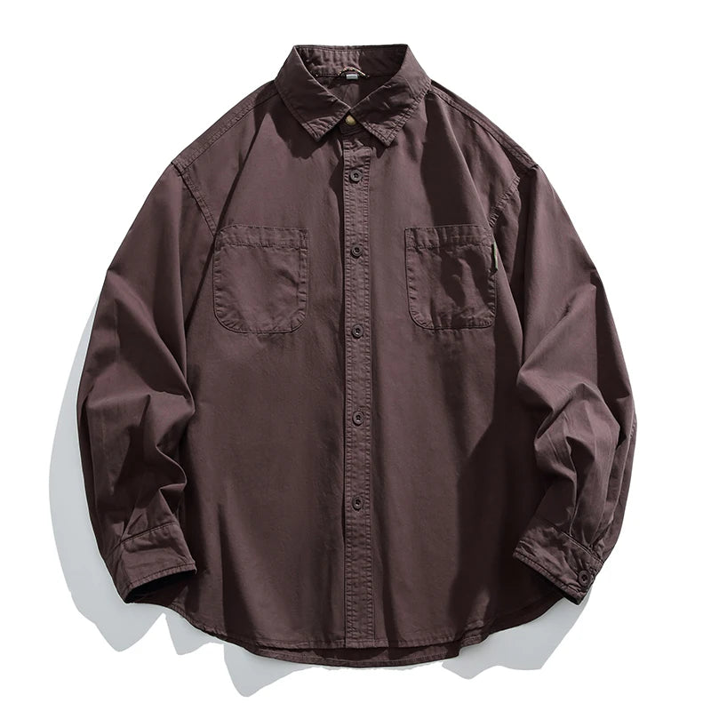 Japanese Streetwear High Quality Cargo Shirts For Men Vintage Casual Long Sleeve Spring Autumn Harajuku Thin Coat Mens Clothing