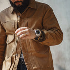 Maden Canvas Rancher Jackets with Collar Back Paris Button Khaki Denim Jacket for Men Vintage Heavyweight Pocket Fall Outerwear