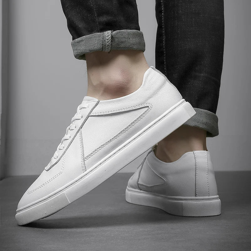 Men's Leather Casual Shoes, Vulcanized Footwear
