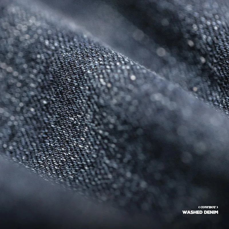 Maden Vintage 11.5oz Denim Washed Straight Jeans for Men Casual YKK Zipper Pants with Pockets Ethnic Design Plus Size Trousers